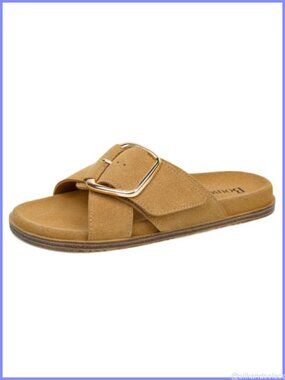 Faux Suede Slide Sandals Cushioned Arch Support Flat Slip On Beach